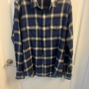 Blue and White Plaid Button-Up Shirt
